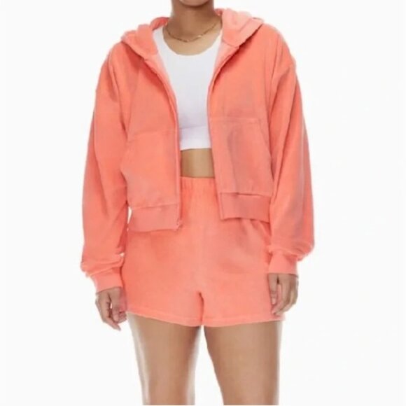 NEW Aritzia TNA Towel Terry Boyfriend Boxy Zip Hoodie Sporty French Terrycloth - Picture 1 of 7